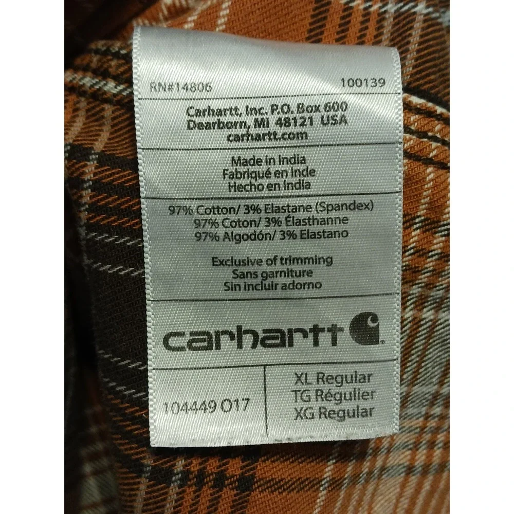 Carhartt Relaxed Fit Long Sleeve Button Shirt Multicolor Pearl Snap Plaid - Picture 5 of 6
